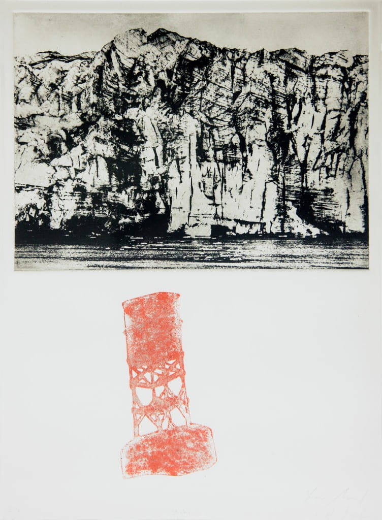 Signal2016, photogravure, monoprint on Pescia, 20 x 15 inches, with Joseph Mougel