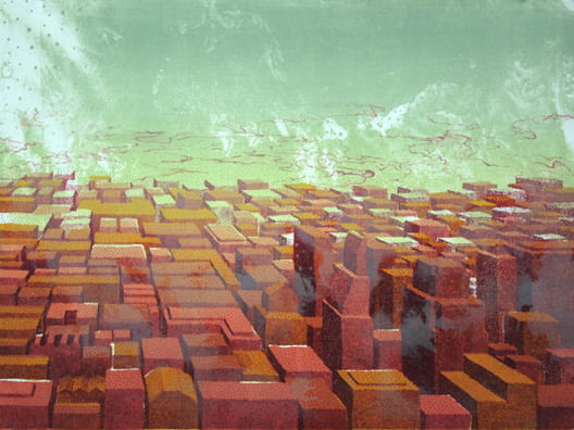 Haze Downtown2008, lithograph, 22 x 30 inches