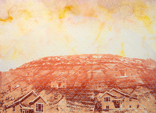 Suburban Dome2010, screenprint, color pencil, 22 x 30 inches