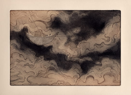 Clouds2012, etching, aquatint, drypoint, 6 x 9 inches