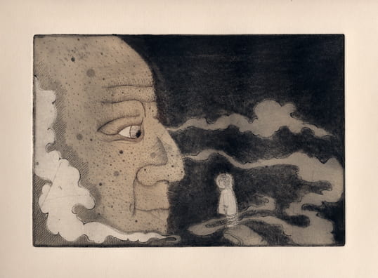 Answers2012, etching, aquatint, drypoint, 6 x 9 inches