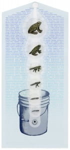A Frog in the Bucket2014, lithograph, foil, 22 x 10 inches