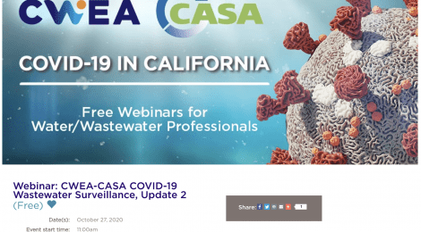Upcoming CASA-CWEA webinar Oct 27