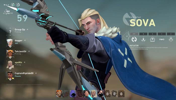 Image of Sova, a character in Riot Games's team-based first-person shooter, Valorant. This character bears a strong resemblance to Hanzo, a character with similar abilities from Blizzard's Overwatch.