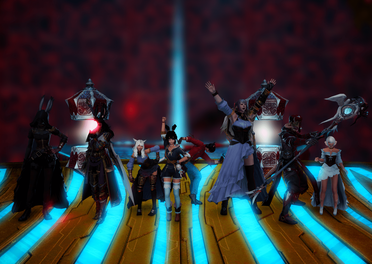 A screenshot taken after completing a raid in FFXIV