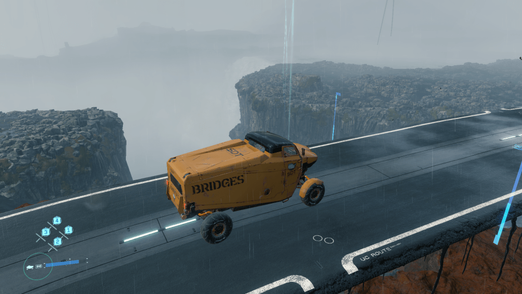 An image of a Bridges truck on Route 23 overlooking a massive waterfall