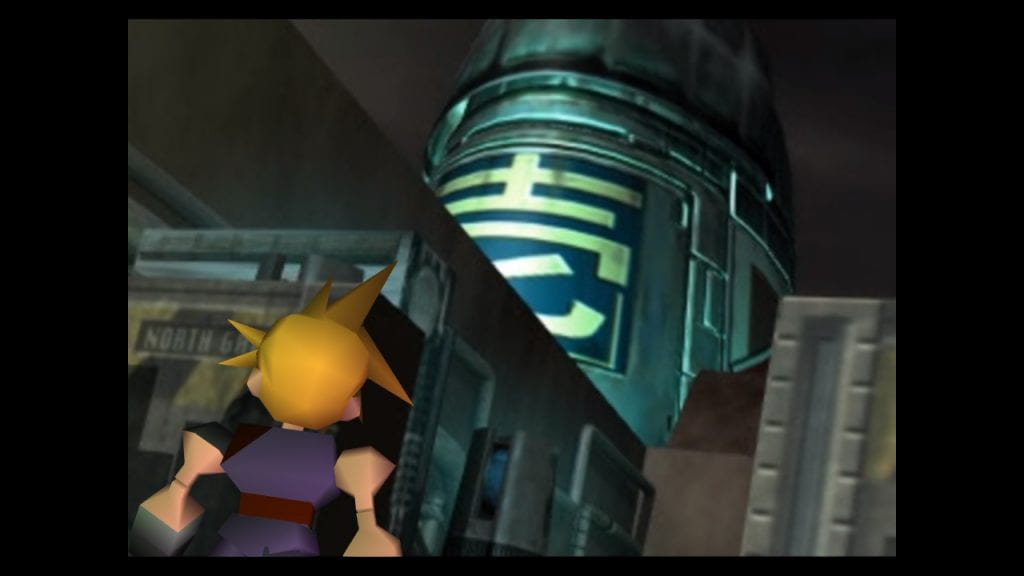 Obligatory shot of Cloud in front of Shinra