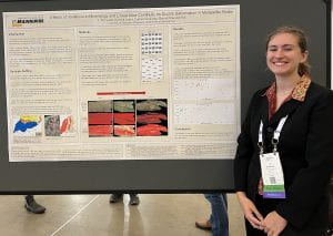 J Schneider presents their research at the 2023 Geological Society of America Annual Meeting in Pittsburgh, PA.