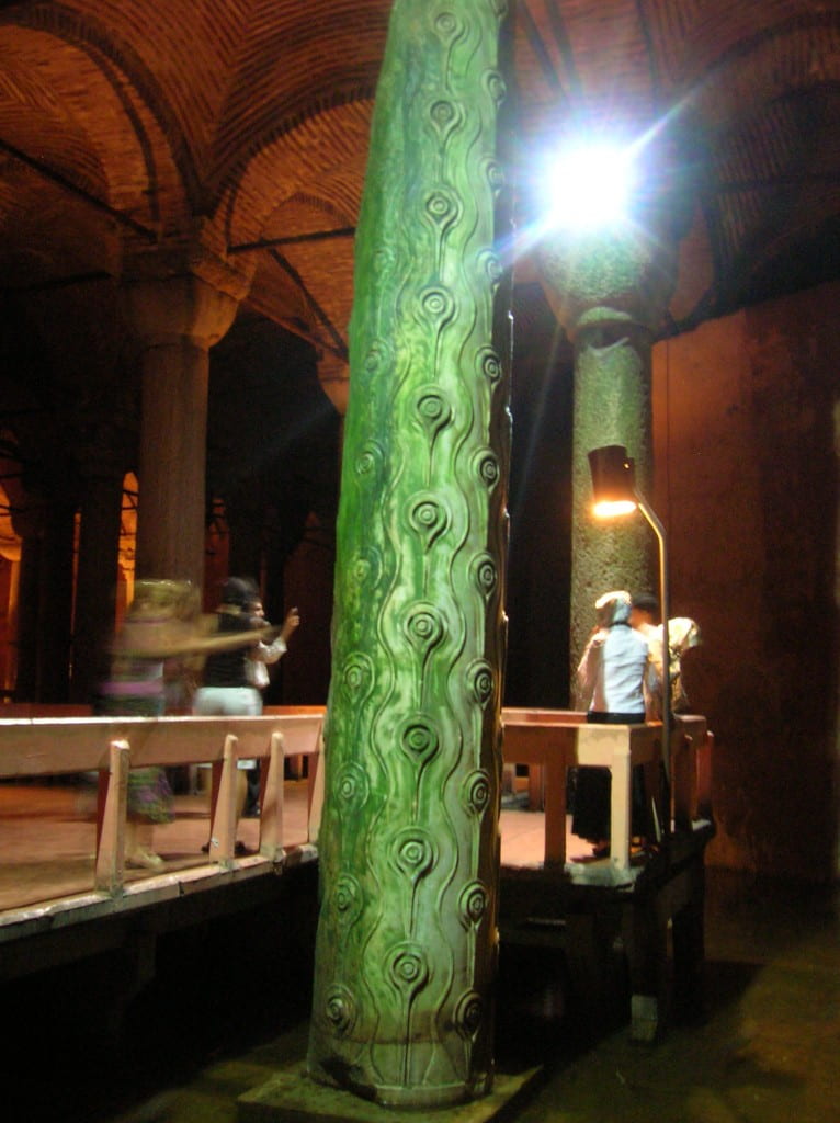 Column of Tears in the Basilica Cistern, Istanbul, Turkey, August 2007 