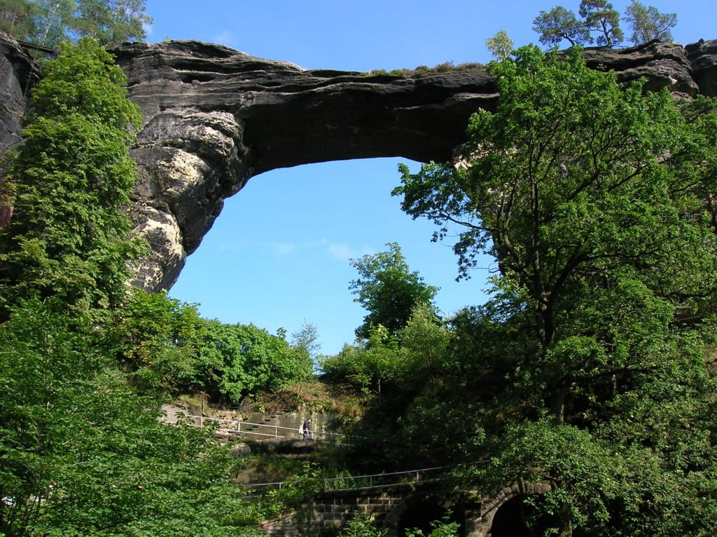 Pravcicka Brana, the largest stone arch in Europe, Labske Piskovce National Park, Czech Republic, July 2005 