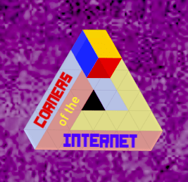Logo for Corners of the Internet podcast shows an Escher-like triangular shape displaying three corners from multiple angles
